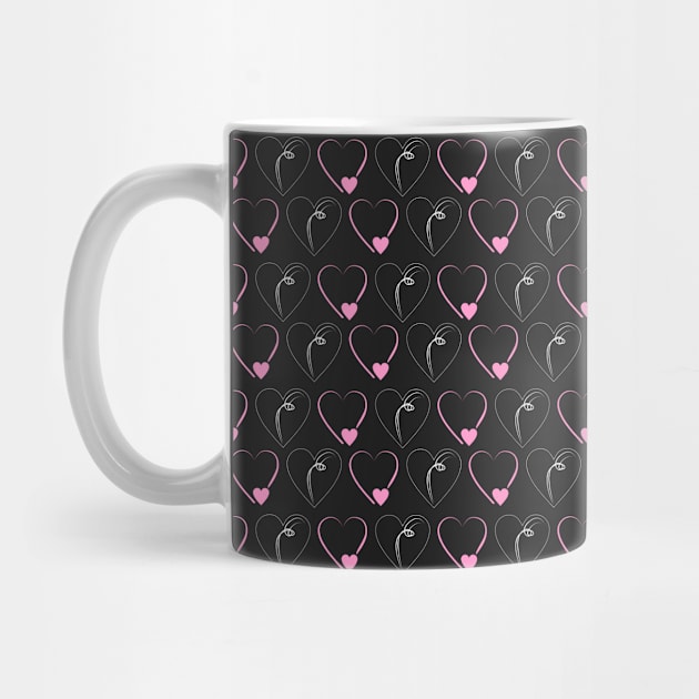 Love pattern pink and white with black background, isolate by Degiab